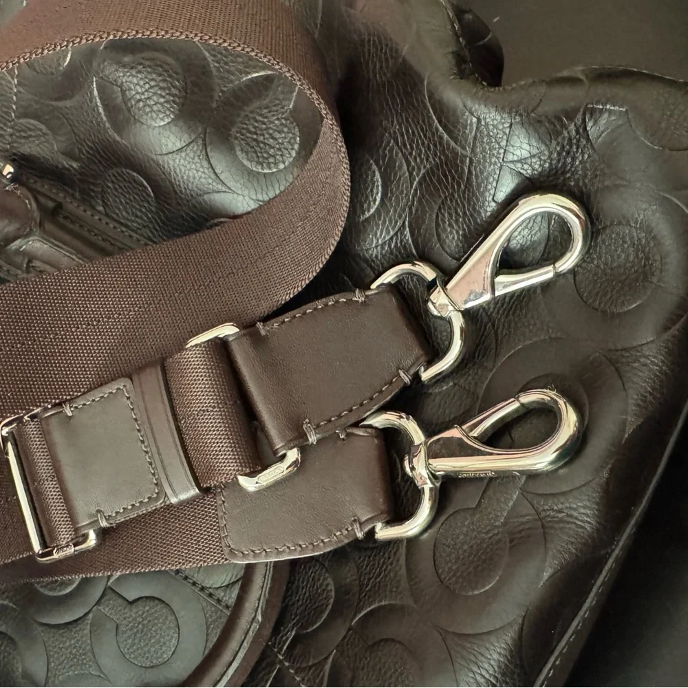 VINTAGE ♥️ Large Coach Dark Brown Embossed Leather Briefcase
